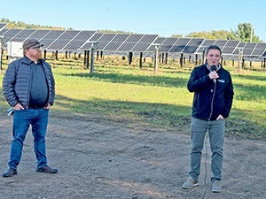 Christopher Giesen speaking at Dunn Energy's Solar Field Dedication